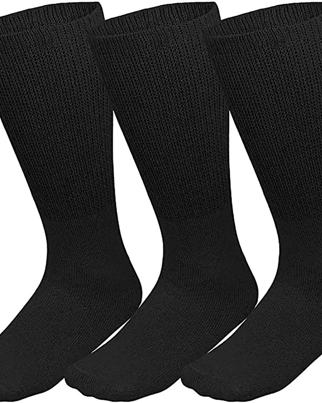 Comfort Doctor Approved Diabetic Crew Socks, Non-Binding Circulatory Cotton Cushion Crew Socks For Men’s Women’s 3-Pairs Socks Size 13-15