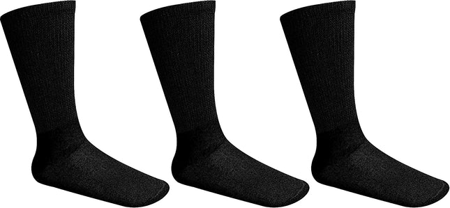Comfort Doctor Approved Diabetic Crew Socks, Non-Binding Circulatory Cotton Cushion Crew Socks For Men’s Women’s 3-Pairs Socks Size 13-15