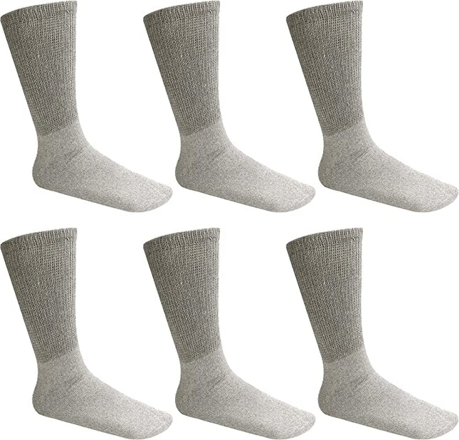 Diabetic Crew Socks Comfort Doctor Approved Non-Binding Circulatory Cotton Cushion For Men’s Women’s 6-Pairs Size