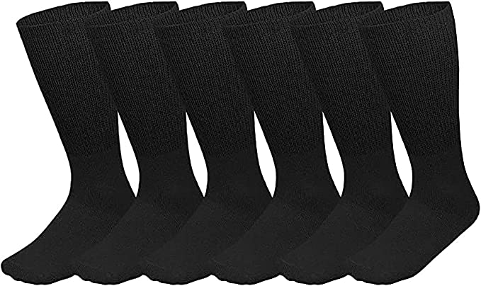 Diabetic Crew Socks Comfort Doctor Approved Non-Binding Circulatory Cotton Cushion For Men’s Women’s 6-Pairs Size