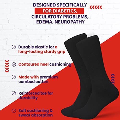 Diamond Star Diabetic Socks For Men Women Non-Binding Doctor Approved Diabetic Crew Socks Black 12 Pairs