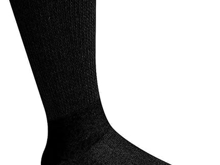 Mens Womens Unisex Diabetic Cotton Socks - Crew 6 Pairs Pack (Black, Men's / Women's 9-11/ Fits Shoe Size 5-10)