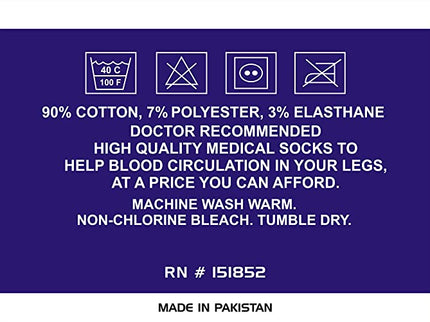 Mens Womens Unisex Diabetic Cotton Socks - Crew 6 Pairs Pack (Black, Men's / Women's 9-11/ Fits Shoe Size 5-10)