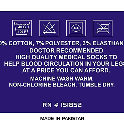 Mens Womens Unisex Diabetic Cotton Socks - Crew 6 Pairs Pack (Black, Men's / Women's 9-11/ Fits Shoe Size 5-10)