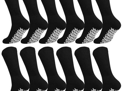 12 Pairs pack Men's & Women's Diabetic Loos Top Therapeutic Anti Slip Non Skid Gripper Soft Cotton Full Cushioned Crew Socks
