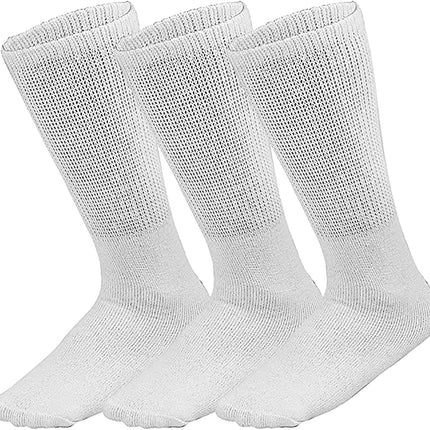 Diabetic Crew Socks Comfort Doctor Approved Non-Binding Circulatory Cotton Cushion Diabetic Socks For Men’s Women’s 3-Pairs Socks Size 10-13