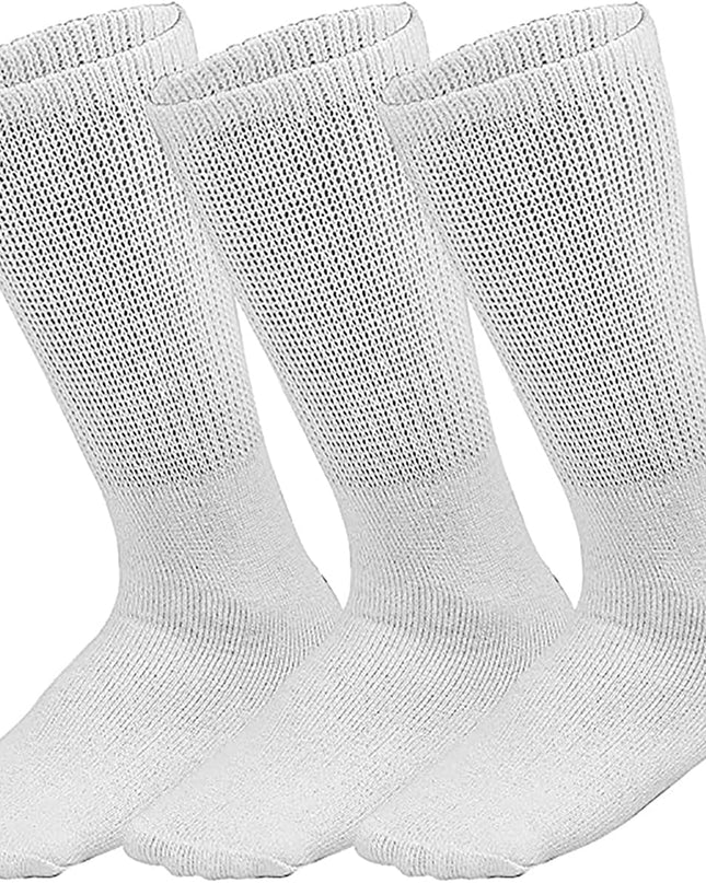 Diabetic Crew Socks Comfort Doctor Approved Non-Binding Circulatory Cotton Cushion Diabetic Socks For Men’s Women’s 3-Pairs Socks Size 10-13