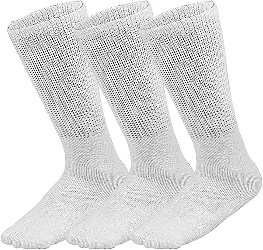 Diabetic Crew Socks Comfort Doctor Approved Non-Binding Circulatory Cotton Cushion Diabetic Socks For Men’s Women’s 3-Pairs Socks Size 10-13