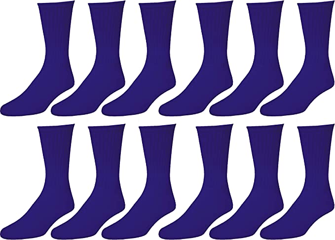 Men’s Casual Cotton Crew Socks for All Purpose Work Sports Athletic Moisture Wicking 12 Pairs Size 9-11, 10-13