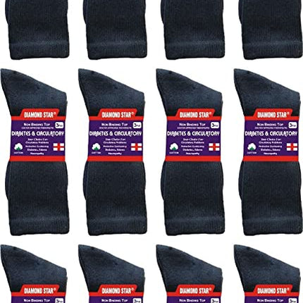 Diabetic Socks For Men Women Non-Binding Doctor Approved Diabetic Crew Socks Navy 12 Pairs