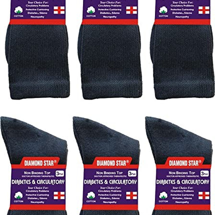 Diabetic Socks For Men Women Non-Binding Doctor Approved Diabetic Crew Socks Navy 12 Pairs