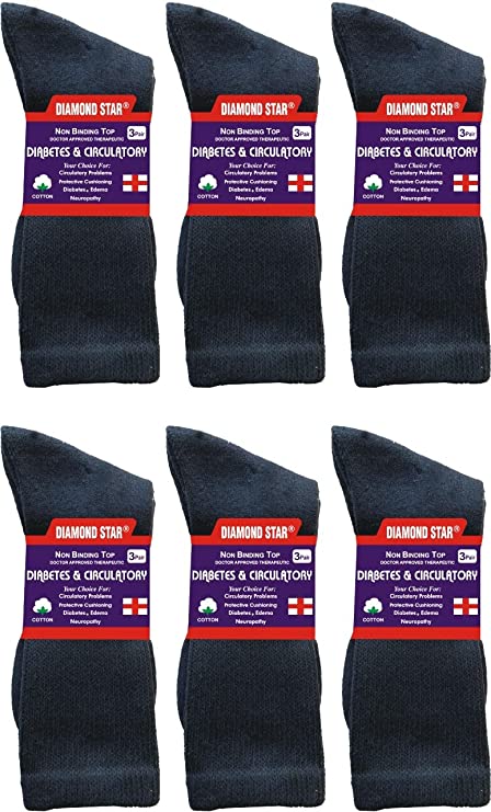 Diabetic Socks For Men Women Non-Binding Doctor Approved Diabetic Crew Socks Navy 12 Pairs