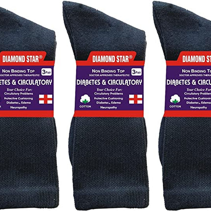 Diabetic Socks For Men Women Non-Binding Doctor Approved Diabetic Crew Socks Navy 12 Pairs