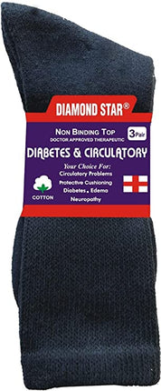 Diabetic Socks For Men Women Non-Binding Doctor Approved Diabetic Crew Socks Navy 12 Pairs