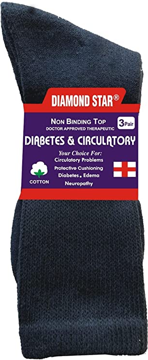 Diabetic Socks For Men Women Non-Binding Doctor Approved Diabetic Crew Socks Navy 12 Pairs
