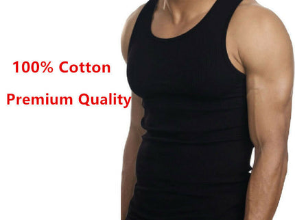 6 Packs Men's 100% Cotton Tank Top A-Shirt Undershirt Ribbed Black White Gray