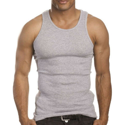 6 Packs Men's 100% Cotton Tank Top A-Shirt Undershirt Ribbed Black White Gray