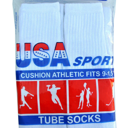 WOMEN'S COTTON TUBE SOCKS, REFEREE STYLE, SIZE 9-15 SOLID WHITE