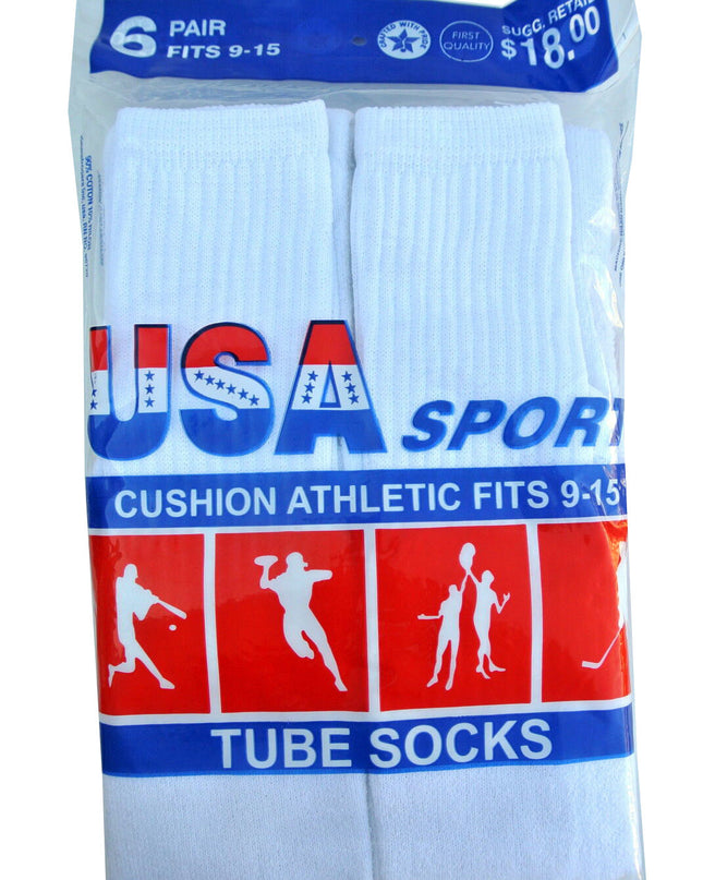 WOMEN'S COTTON TUBE SOCKS, REFEREE STYLE, SIZE 9-15 SOLID WHITE