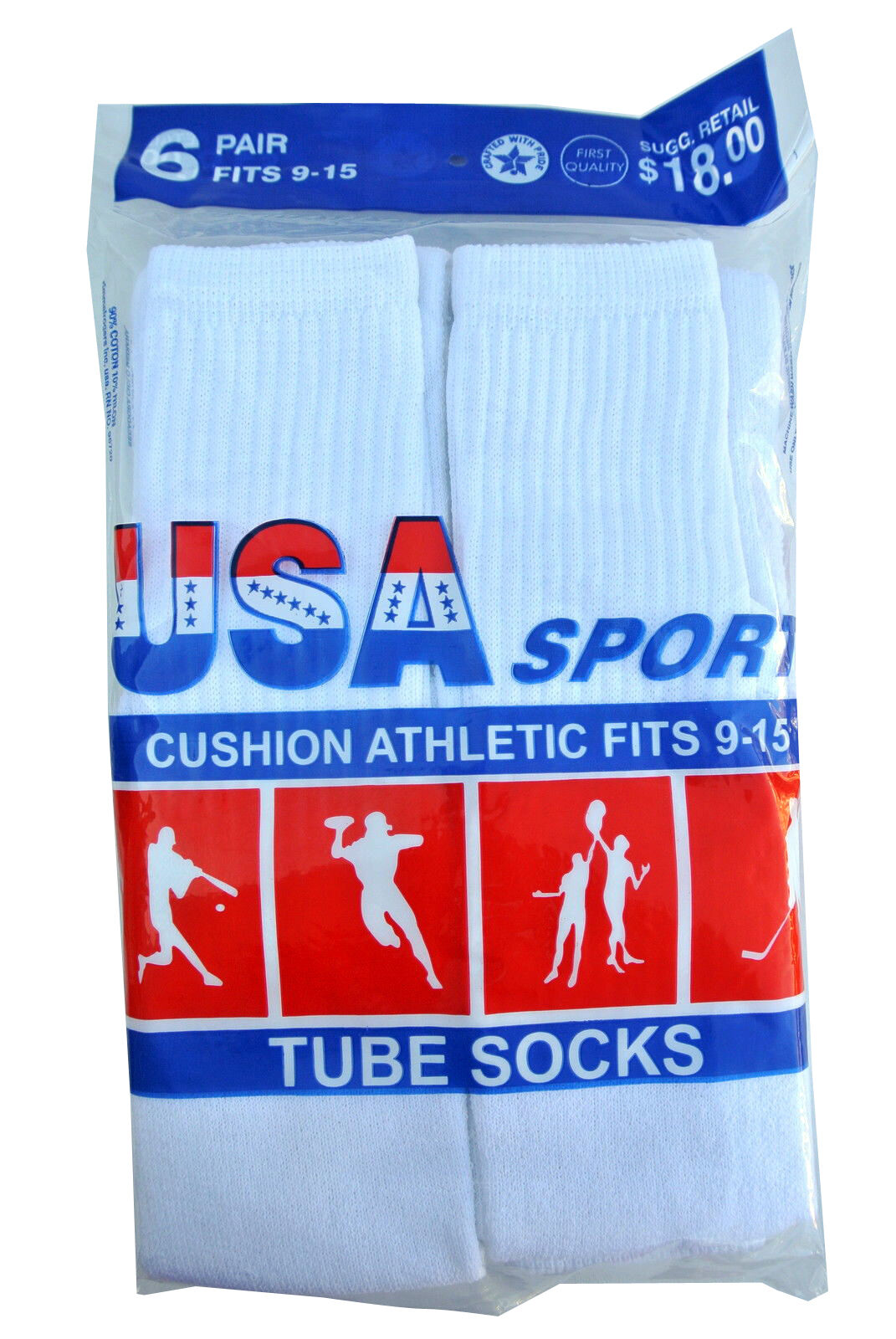 WOMEN'S COTTON TUBE SOCKS, REFEREE STYLE, SIZE 9-15 SOLID WHITE