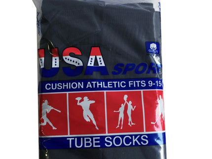 WOMEN'S COTTON TUBE SOCKS, REFEREE STYLE, SIZE 9-15 SOLID BLACK