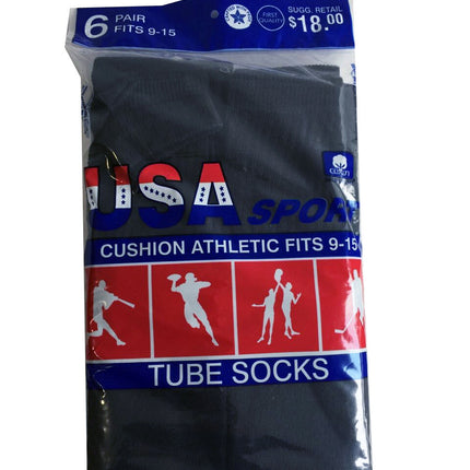WOMEN'S COTTON TUBE SOCKS, REFEREE STYLE, SIZE 9-15 SOLID BLACK
