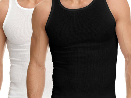 6 Packs Men's 100% Cotton Tank Top A-Shirt Undershirt Ribbed Black White Gray