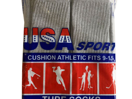 WOMEN'S COTTON TUBE SOCKS, REFEREE STYLE, SIZE 9-15 SOLID GREY
