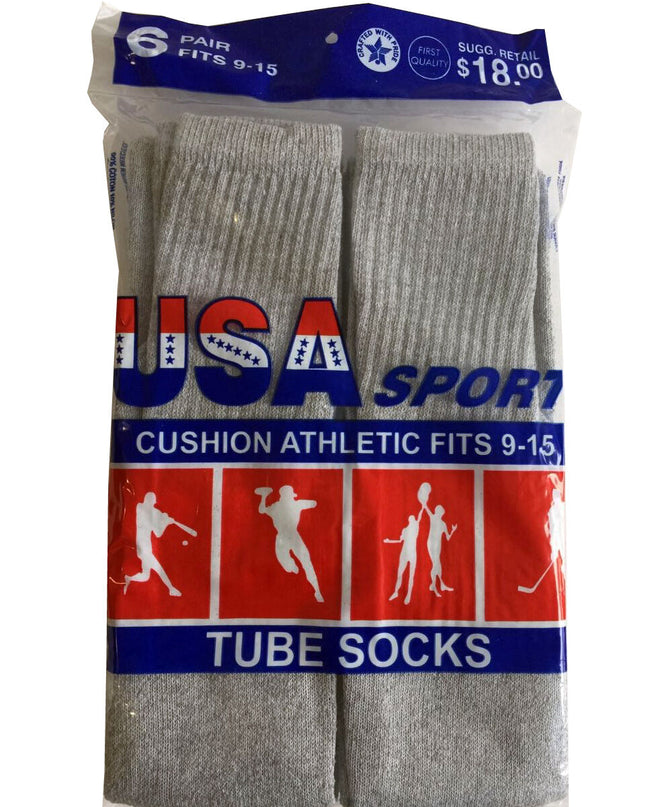 WOMEN'S COTTON TUBE SOCKS, REFEREE STYLE, SIZE 9-15 SOLID GREY