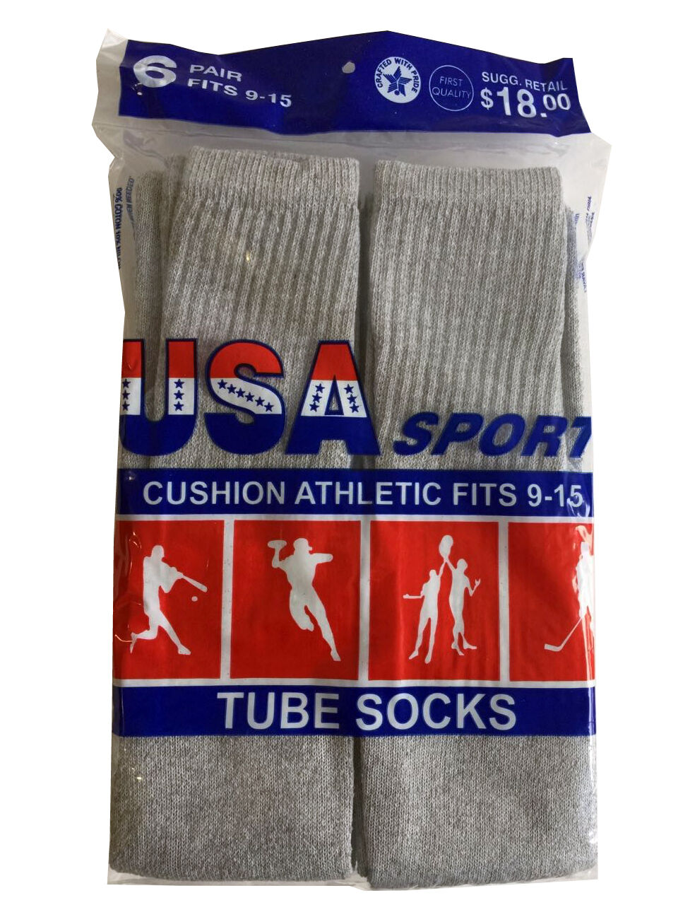 WOMEN'S COTTON TUBE SOCKS, REFEREE STYLE, SIZE 9-15 SOLID GREY