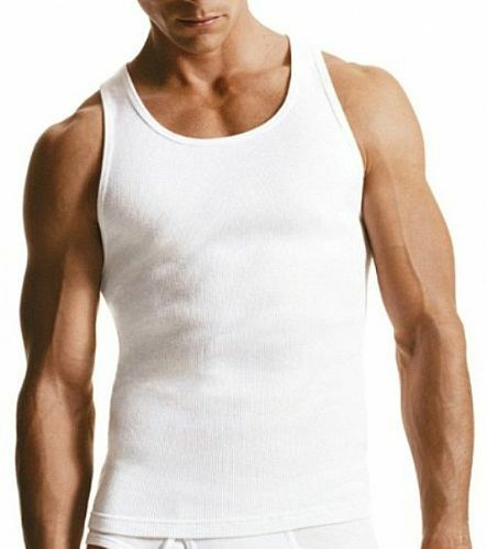6 Packs Men's 100% Cotton Tank Top A-Shirt Undershirt Ribbed Black White Gray
