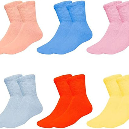 Compression Diabetic Socks Womens, for Neuropathy Pain, Cotton Premium Non-Binding Crew&Ankle Socks 9-11(6Pairs)