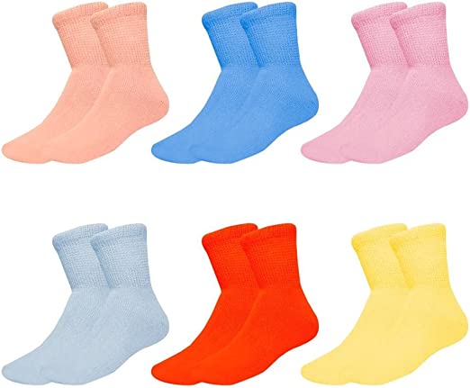 Compression Diabetic Socks Womens, for Neuropathy Pain, Cotton Premium Non-Binding Crew&Ankle Socks 9-11(6Pairs)