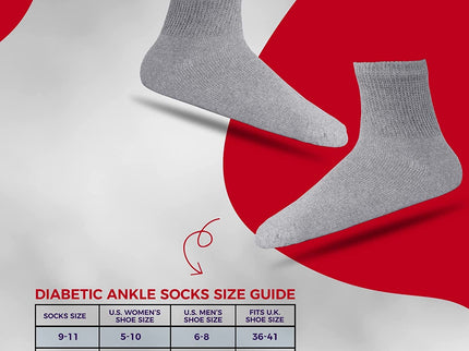 Diabetic Ankle Socks, Non-Binding Circulatory Doctor Approved Cushion Cotton Quarter Socks for Men’s Women’s 3,6,12 Pack