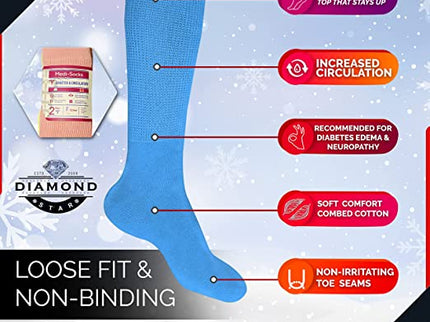 Compression Diabetic Socks Womens, for Neuropathy Pain, Cotton Premium Non-Binding Crew&Ankle Socks 9-11(6Pairs)