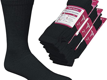 Compression Diabetic Socks Womens, for Neuropathy Pain, Cotton Premium Non-Binding Crew&Ankle Socks 9-11(6Pairs)