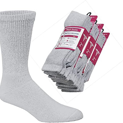 Compression Diabetic Socks Womens, for Neuropathy Pain, Cotton Premium Non-Binding Crew&Ankle Socks 9-11(6Pairs)