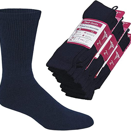 Compression Diabetic Socks Womens, for Neuropathy Pain, Cotton Premium Non-Binding Crew&Ankle Socks 9-11(6Pairs)