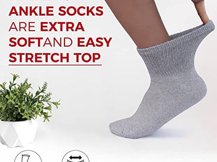 Diabetic Ankle Socks, Non-Binding Circulatory Doctor Approved Cushion Cotton Quarter Socks for Men’s Women’s 3,6,12 Pack