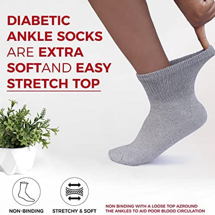 Diabetic Ankle Socks, Non-Binding Circulatory Doctor Approved Cushion Cotton Quarter Socks for Men’s Women’s 3,6,12 Pack