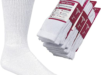 Compression Diabetic Socks Womens, for Neuropathy Pain, Cotton Premium Non-Binding Crew&Ankle Socks 9-11(6Pairs)