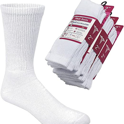 Compression Diabetic Socks Womens, for Neuropathy Pain, Cotton Premium Non-Binding Crew&Ankle Socks 9-11(6Pairs)