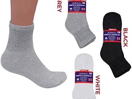 Diabetic Ankle Socks, Non-Binding Circulatory Doctor Approved Cushion Cotton Quarter Socks for Men’s Women’s 3,6,12 Pack