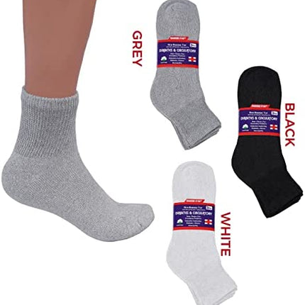 Diabetic Ankle Socks, Non-Binding Circulatory Doctor Approved Cushion Cotton Quarter Socks for Men’s Women’s 3,6,12 Pack