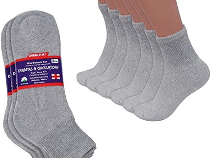 Diabetic Ankle Socks, Non-Binding Circulatory Doctor Approved Cushion Cotton Quarter Socks for Men’s Women’s 3,6,12 Pack