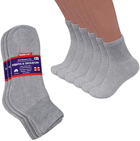 Diabetic Ankle Socks, Non-Binding Circulatory Doctor Approved Cushion Cotton Quarter Socks for Men’s Women’s 3,6,12 Pack
