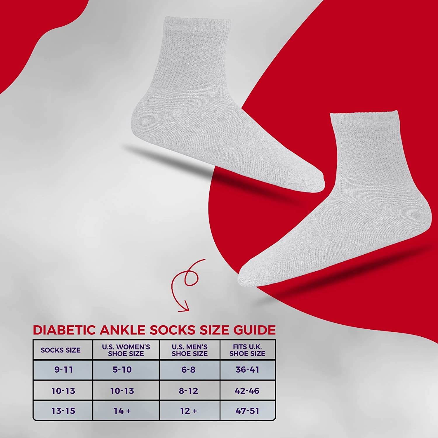 Diabetic Ankle Socks, Non-Binding Circulatory Doctor Approved Cushion Cotton Quarter Socks for Men’s Women’s 3,6,12 Pack