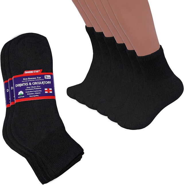 Diabetic Ankle Socks, Non-Binding Circulatory Doctor Approved Cushion Cotton Quarter Socks for Men’s Women’s.