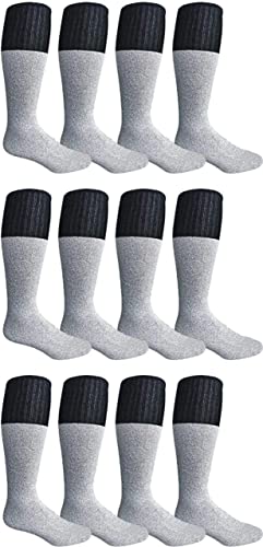 12 Pairs Pack Heavy Duty Thermal TUBE Winter Socks Ultra Warm Thick Boot Socks Fits Size 9-15 Men;s / Women;s