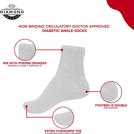 3-12 Pairs Men Women Circulatory Health Diabetic Ankle Quarter Socks  9-11 10-13 13-15